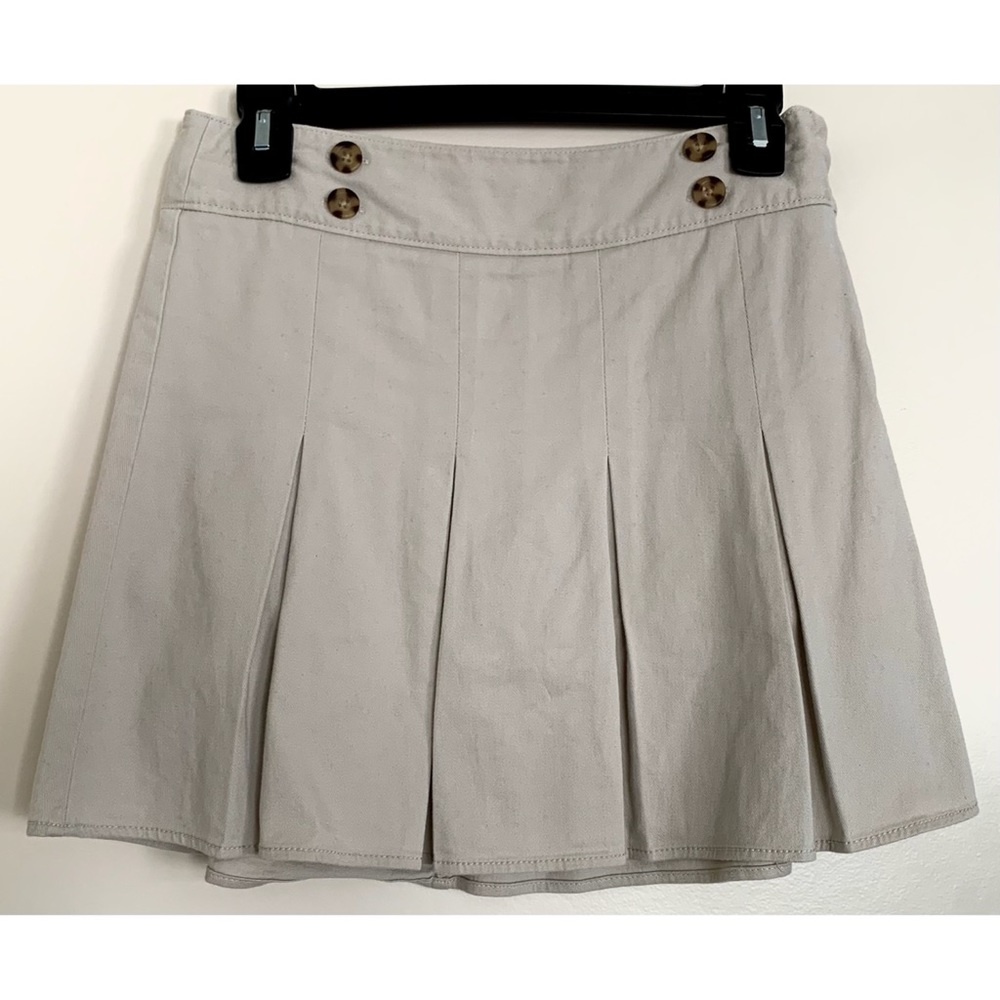 Beige Pleated Buttoned Skirt